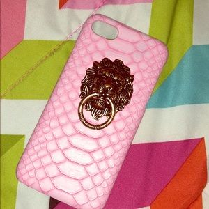 iPhone 7 Case‼️ Pink with BRONZE 🦁 door knocker‼️
